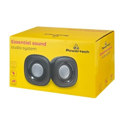 POWERTECH ηχεία Essential sound PT-844, 2x 3W, 3.5mm, μαύρα
