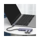 POWERTECH USB hub PTH-110, 4x θυρών, 10Gbps, USB-C σύνδεση, γκρι
