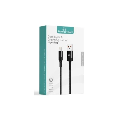 POWERTECH Καλώδιο USB σε Lightning eco round PTR-0082, copper, 1m, μαύρο
