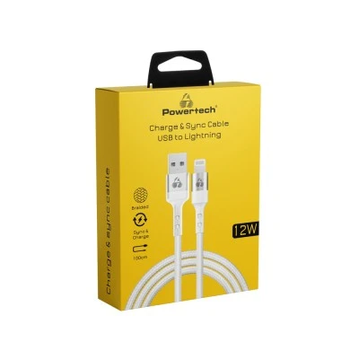 POWERTECH καλώδιο USB σε Lightning PTR-0126, 12W 2.4A, copper, 1m, λευκό