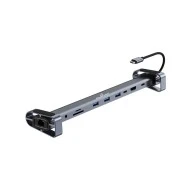 POWERTECH docking station PTR-0152, 10 θυρών, βάση laptop, USB-C, γκρι