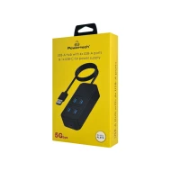 POWERTECH USB 3.2 hub PTR-0157, 4x θυρών, 5Gbps, USB σύνδεση, 1m, μαύρο