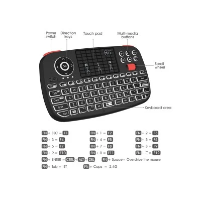 RIITEK ασύρματο mini πληκτρολόγιο i4, backlit, Bluetooth & 2.4GHz, μαύρο RIITEK ασύρματο mini πληκτρολόγιο i4, backlit, Bluetooth & 2.4GHz, μαύρο