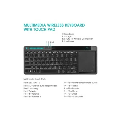RIITEK ασύρματο πληκτρολόγιο Mini K18+ με touchpad, RGB backlit, 2.4GHz RIITEK ασύρματο πληκτρολόγιο Mini K18+ με touchpad, RGB backlit, 2.4GHz