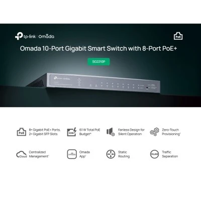 TP-LINK smart PoE+ switch SG2210P, 10-Port Gigabit, V 5.20