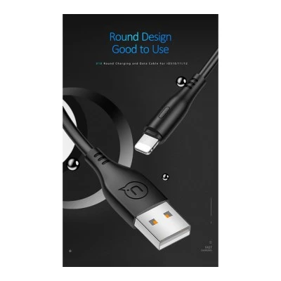 USAMS καλώδιο Lightning σε USB US-SJ266, 2A, 1m, μαύρο USAMS καλώδιο Lightning σε USB US-SJ266, 2A, 1m, μαύρο