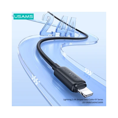 USAMS καλώδιο Lightning σε USB US-SJ694, 2.4A, 480Mbps, 2m, λευκό