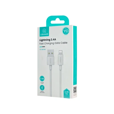 USAMS καλώδιο Lightning σε USB US-SJ709, 2.4A, 480Mbps, 1m, λευκό