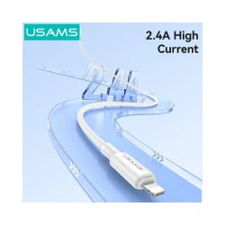 USAMS καλώδιο Lightning σε USB SJ762, 2.4A 12W, 480Mbps, 1m, λευκό