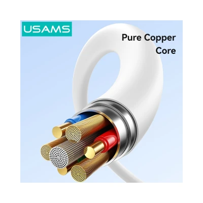 USAMS καλώδιο Lightning σε USB SJ762, 2.4A 12W, 480Mbps, 1m, λευκό