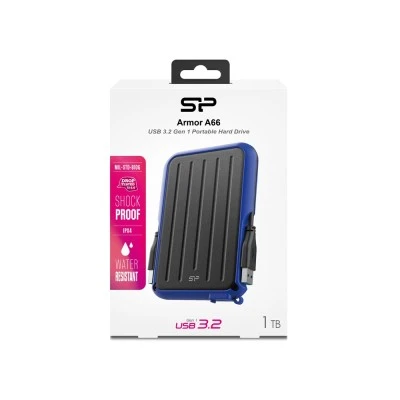 Silicon Power Εξωτερικός σκληρός δίσκος 1TB USB 3.2 HDD Armor A66 μπλε με LED ένδειξη λειτουργίας & μεταφοράς δεδομένων