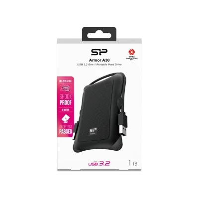 Silicon Power Εξωτερικός σκληρός δίσκος HDD Armor A30 1TB USB 3.2 μαύρος με λογισμικό για την προστασία και την ανάκτηση των δεδομένων