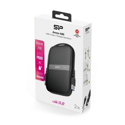  Silicon Power Εξωτερικός σκληρός δίσκος HDD Armor A60 2TB USB 3.2 μαύρος με λειτουργία σε Windows & Mac