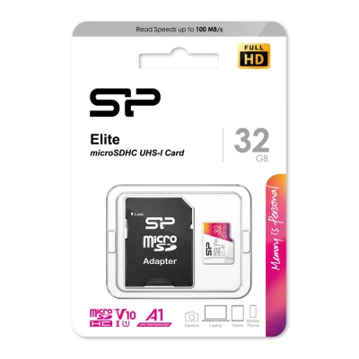 κάρτα μνήμης microSDXC Elite 32GB SILICON POWER, C10 UHS-I U1 A1 V10 15x11x1mm
