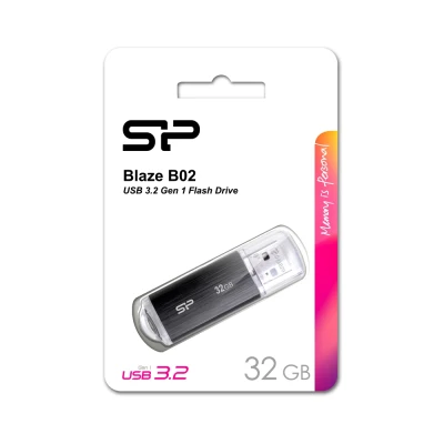 SILICON POWER USB Flash Drive Blaze B02, 32GB, USB 3.2 Gen 1, Black