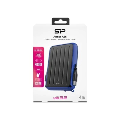 Silicon Power Εξωτερικός σκληρός δίσκος HDD Armor A66 4TB USB 3.2 σε μπλε χρώμα
