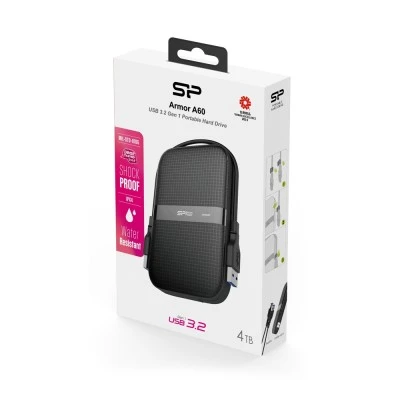 Silicon Power Εξωτερικός σκληρός δίσκος Armor A60 HDD SILICON POWER  4TB USB 3.2  μαύρος με LED ένδειξη λειτουργίας & μεταφοράς δεδομένων