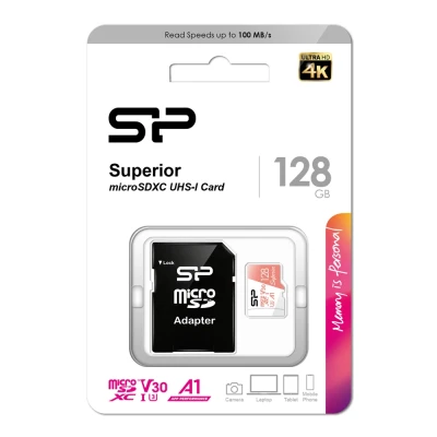 Κάρτα μνήμης microSDXC Superior 128GB SILICON POWER C10 UHS-I U3 A1 V30