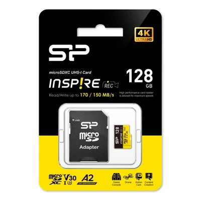 SILICON POWER κάρτα μνήμης microSDXC Inspire, 128GB, UHS-I U3 A1 V30 SILICON POWER κάρτα μνήμης microSDXC Inspire, 128GB, UHS-I U3 A1 V30