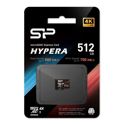 Κάρτα μνήμης microSDXC Express Hypera 512GB SILICON POWER PCIe Gen 3x1 C10 UHS-I U3 A1 V30 15x11x1mm