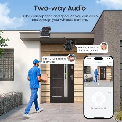 Smart ηλιακή κάμερα SECTEC ST-515C-3M-5W-BK με ανάλυση 3MP, WiFi, περιστροφή PTZ, υποστήριξη SD και στεγανότητα IP65