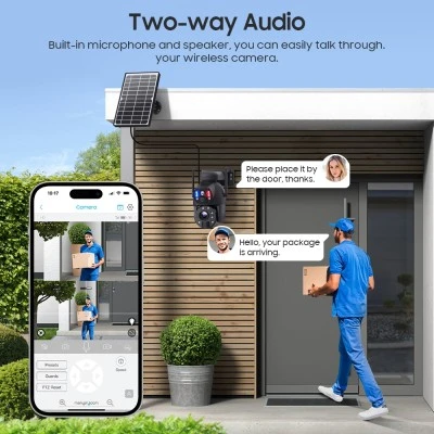 Smart ηλιακή κάμερα SECTEC ST-5986M με dual lens, ανάλυση 3MP, 20x zoom, WiFi, περιστροφή PTZ και υποστήριξη SD