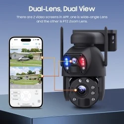 Smart ηλιακή κάμερα SECTEC ST-5986M με dual lens, ανάλυση 3MP, 20x zoom, 4G, περιστροφή PTZ και υποστήριξη SD