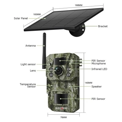 Smart ηλιακή κάμερα κυνηγού SECTEC ST-HC809 με ανάλυση 3MP, 4G, PIR ανίχνευση κίνησης, υποστήριξη SD και στεγανότητα IP66
