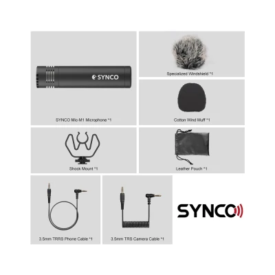SYNCO μικρόφωνο για κάμερα SY-M1-BK, δυναμικό, 3.5mm, shock mount, μαύρο SYNCO μικρόφωνο για κάμερα SY-M1-BK, δυναμικό, 3.5mm, shock mount, μαύρο