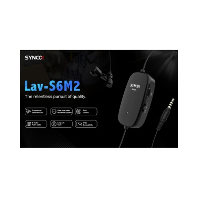 SYNCO μικρόφωνο Lav-S6M2, clip-on, omnidirectional, 3.5mm, 400mAh, μαύρο SYNCO μικρόφωνο Lav-S6M2, clip-on, omnidirectional, 3.5mm, 400mAh, μαύρο