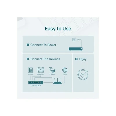 TP-LINK desktop switch TL-SG1005LP, 5-Port Gigabit, 4x PoE+, Ver. 2.0 TP-LINK desktop switch TL-SG1005LP, 5-Port Gigabit, 4x PoE+, Ver. 2.0