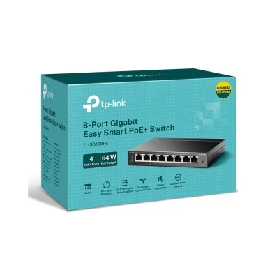 TP-LINK Easy Smart Switch TL-SG108PE, 8-Port Gbit, 4-Port PoE, Ver. 5.0 TP-LINK Easy Smart Switch TL-SG108PE, 8-Port Gbit, 4-Port PoE, Ver. 5.0