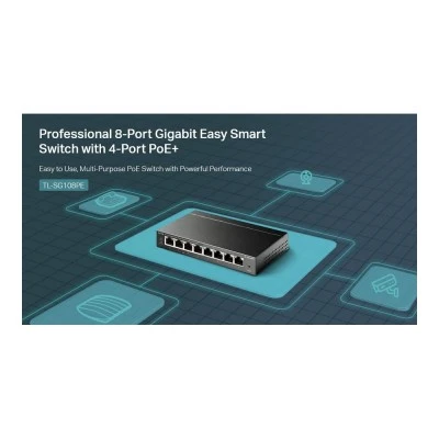TP-LINK Easy Smart Switch TL-SG108PE, 8-Port Gbit, 4-Port PoE, Ver. 5.0 TP-LINK Easy Smart Switch TL-SG108PE, 8-Port Gbit, 4-Port PoE, Ver. 5.0