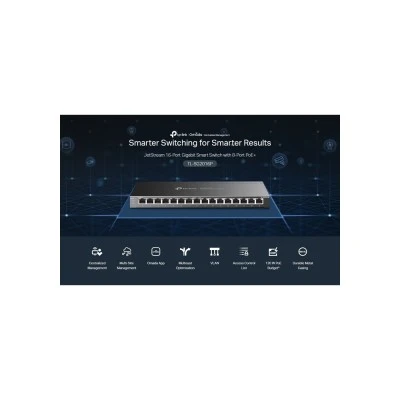 TP-LINK JetStream switch TL-SG2016P, 16-Port Gigabit, 8x PoE+, Ver. 1.0
