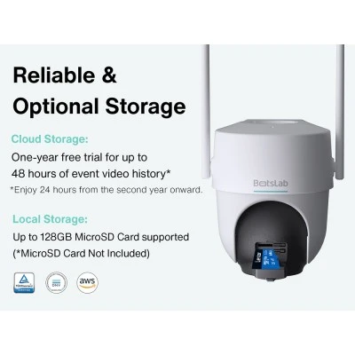 Smart ηλιακή κάμερα BOTSLAB W313 με ανάλυση 3MP/2K, WiFi, PTZ, SD, 5200mAh, στεγανή IP65 