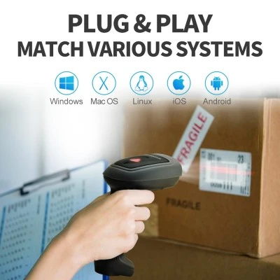 GTCODESTAR barcode scanner X-1901B με βάση, 1D & 2D, ενσύρματο & ασύρματο, Bluetooth, 2000mAh, μαύρο