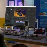 CMTECK επιτραπέζιο μικρόφωνο XM600, omnidirectional/καρδιοειδές, USB, RGB LED, μαύρο
