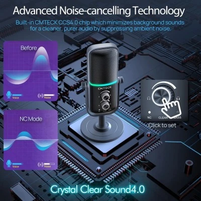CMTECK επιτραπέζιο μικρόφωνο XM600, omnidirectional/καρδιοειδές, USB, RGB LED, μαύρο CMTECK επιτραπέζιο μικρόφωνο XM600, omnidirectional/καρδιοειδές, USB, RGB LED, μαύρο