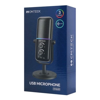 CMTECK επιτραπέζιο μικρόφωνο XM600, omnidirectional/καρδιοειδές, USB, RGB LED, μαύρο CMTECK επιτραπέζιο μικρόφωνο XM600, omnidirectional/καρδιοειδές, USB, RGB LED, μαύρο