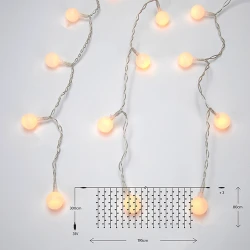 Κουρτίνα 112 LED 5mm θερμό λευκό 80x195cm με μετασχηματιστή 31V και καλώδιο PVC διάφανο IP44 (600-02026)