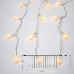 Κουρτίνα φωτισμού 168 LED 5mm θερμό λευκό IP44 80x300cm με μετασχηματιστή 31V και καλώδιο PVC διάφανο