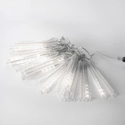 Κουρτίνα 400 LED με θερμό λευκό φως, διάφανο καλώδιο PVC, μετασχηματιστή 7V και IP44