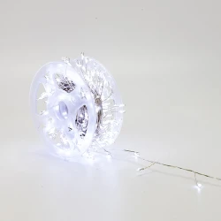 400 mini LED cluster 20m με μετασχηματιστή, λευκό φως, ασημί χάλκινο καλώδιο, 8 προγράμματα με μνήμη IP44
