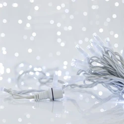 Σειρά φωτισμού 100 LED 5mm με κάλυμμα, 230V, επεκτεινόμενη έως 9 σετ, IP65 (λευκό καλώδιο/λευκό φως) 600-09140