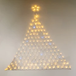 Δίχτυ LED σε σχέδιο δέντρου με αστέρι 158 LED 5mm, θερμό λευκό με 16 λευκά flash, διάφανο καλώδιο, μετασχηματιστής 4.5V, 150x140cm IP44