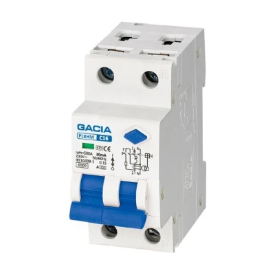 Ρελέ διαρροής-αυτόματος RCBO DC διπολικό 40A 6kA 100mA 1P+N GACIA type A (500-45301)