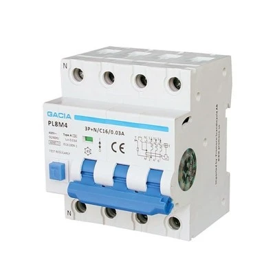 Ρελέ διαρροής RCBO DC τετραπολικό 3P+N Gacia type A 20A 6kA 100mA