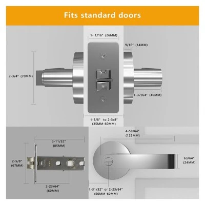 ORBITA B-308 κλειδαριά μπάνιου (privacy) σατινέ νίκελ inox 304 για πόρτες 40-45 mm