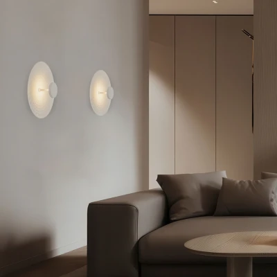 LOFTY επίτοιχο φωτιστικό LED 8W 2700K 560 lm IP20 αλουμινίου αμμώδες λευκό Φ300x113 mm