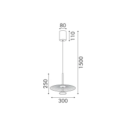 LOFTY κρεμαστό φωτιστικό οροφής LED SMD 12W 2700K 840 lm IP20 αλουμινίου αμμώδες χρυσό Φ450x1500 mm (BD379A450PGD)